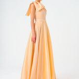 Aller Collar One Shoulder Satin Long Evening Dress - 9040C