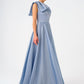 Aller Collar One Shoulder Satin Long Evening Dress