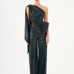 Asymmetric Collar Sequined Jumpsuit