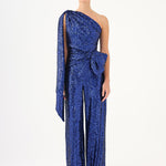 Asymmetric Collar Sequined Jumpsuit