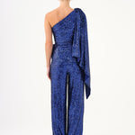 Asymmetric Collar Sequined Jumpsuit