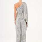 Asymmetric Collar Sequined Jumpsuit