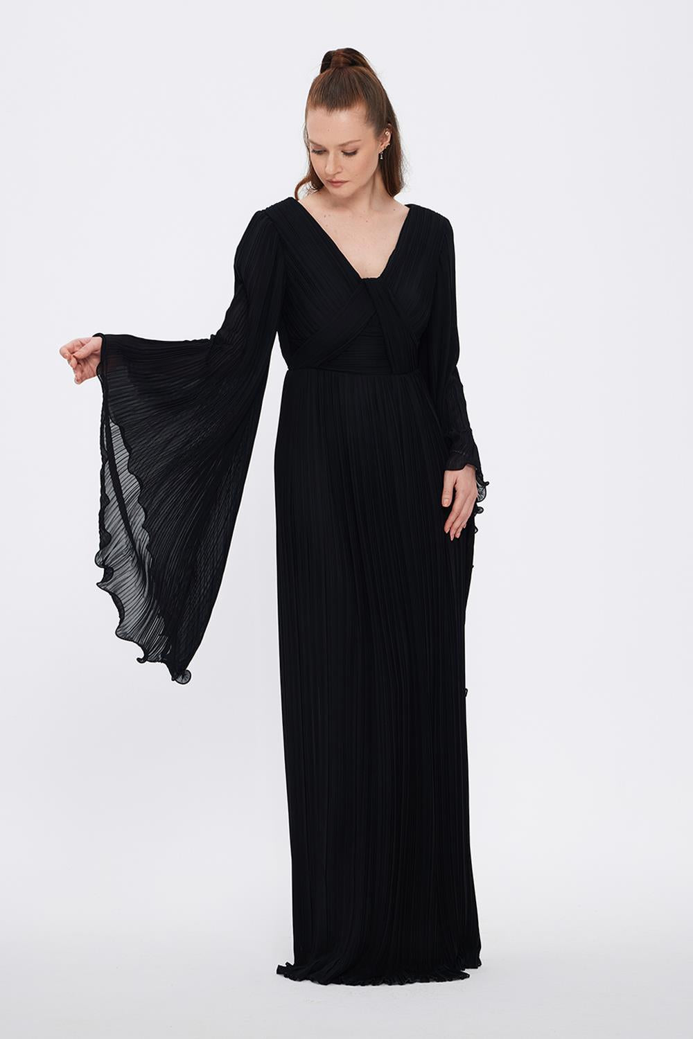 V Neck Chiffon Long Evening Dress