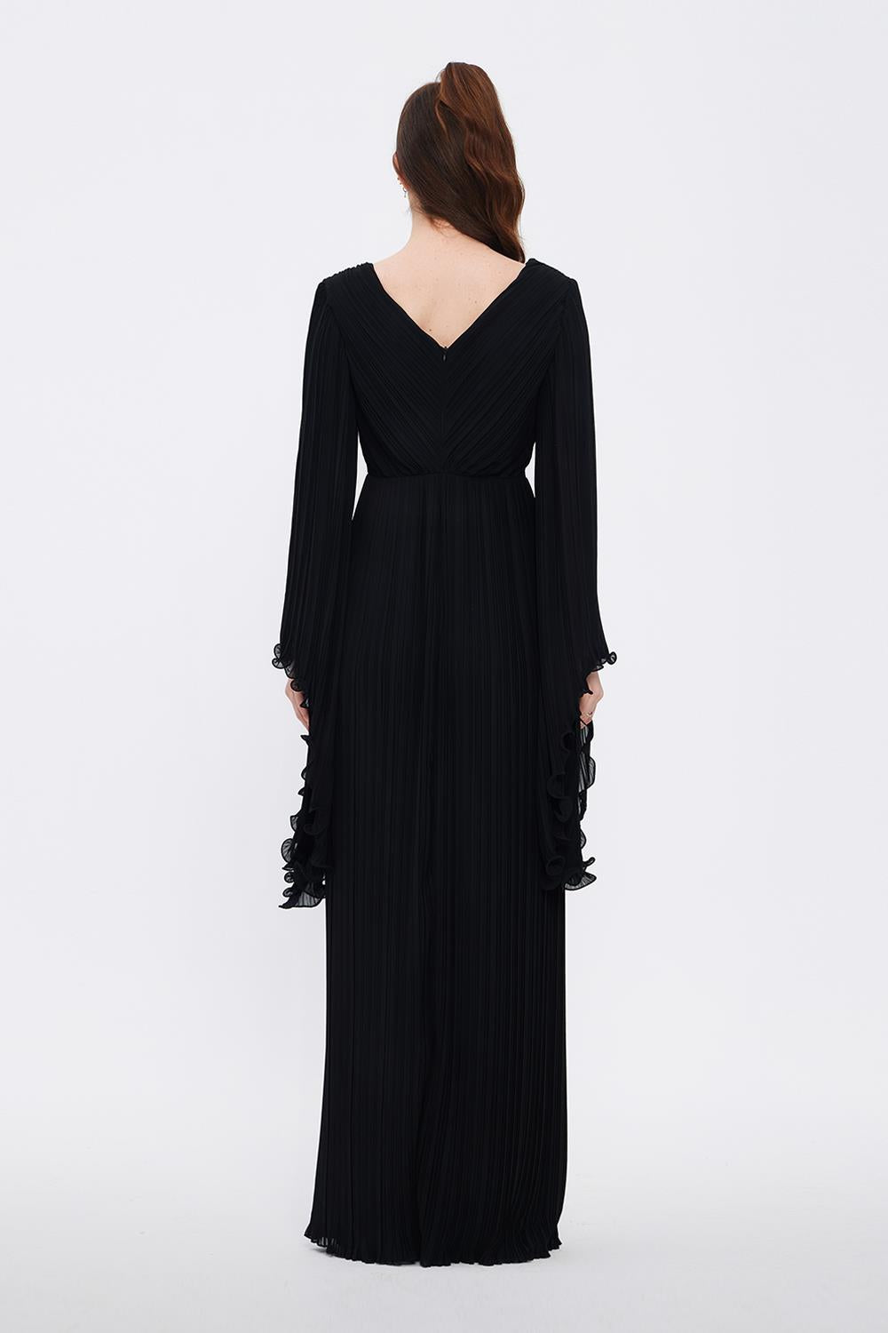 V Neck Chiffon Long Evening Dress