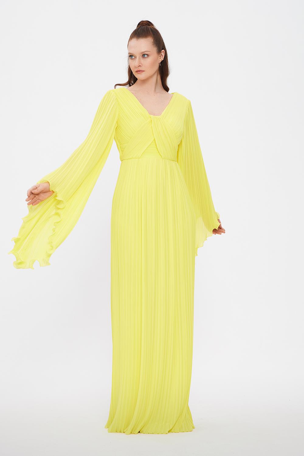 V Neck Chiffon Long Evening Dress