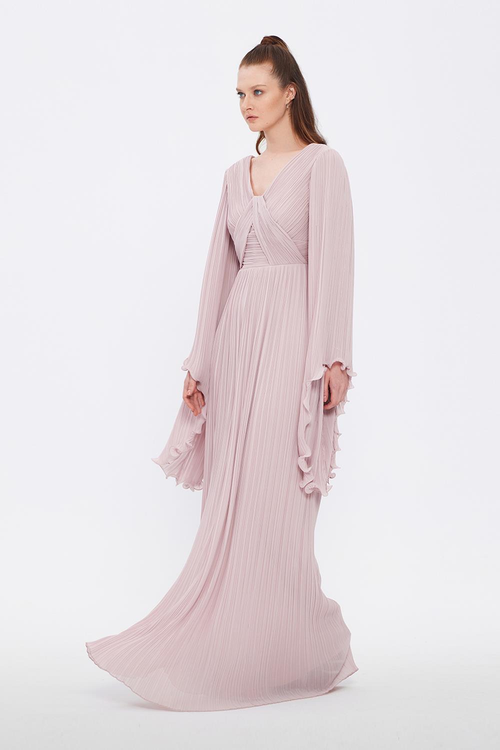 V Neck Chiffon Long Evening Dress