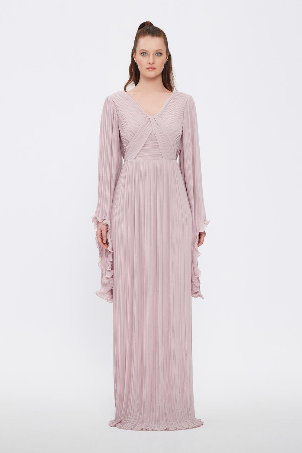 V Neck Chiffon Long Evening Dress