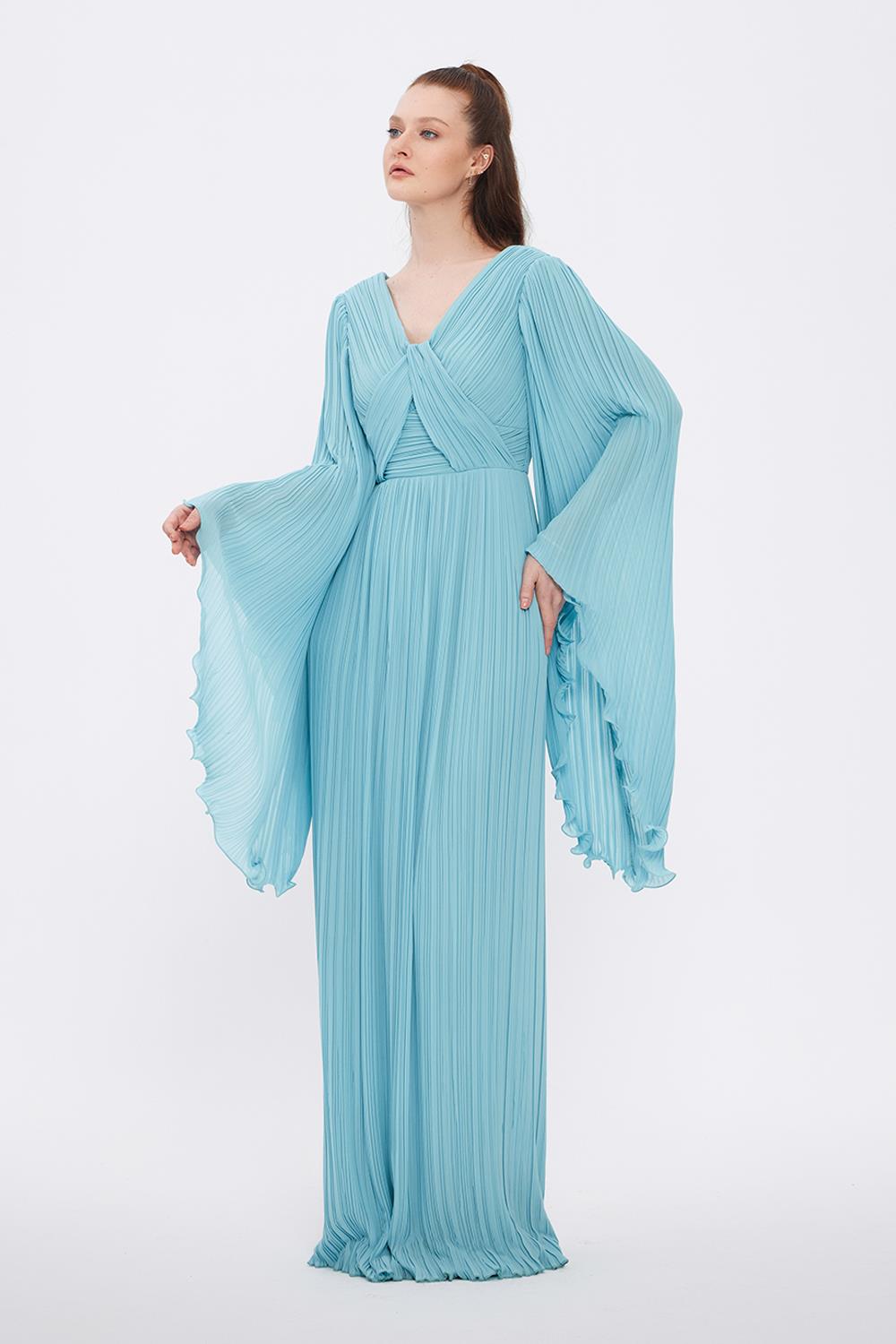 V Neck Chiffon Long Evening Dress