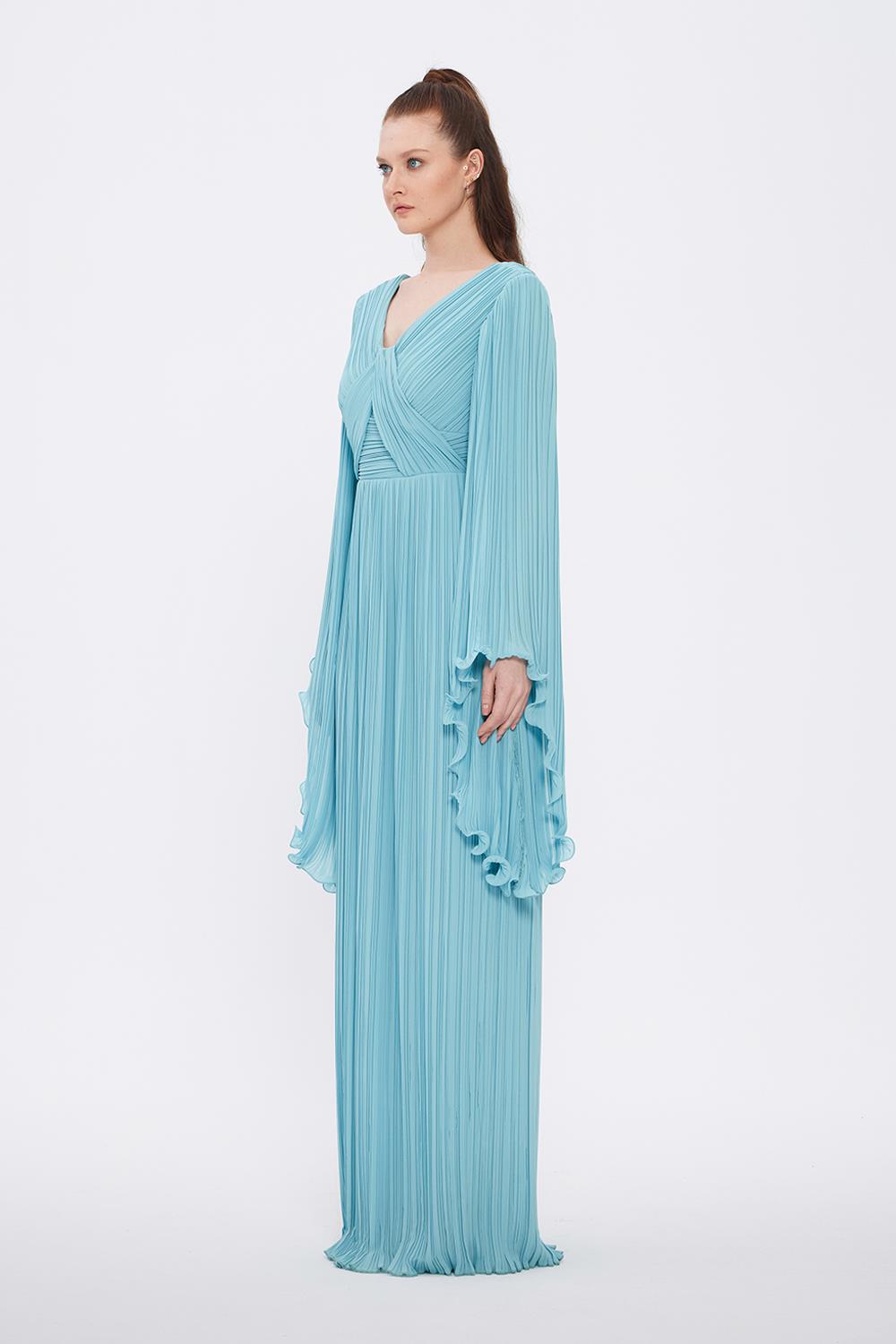 V Neck Chiffon Long Evening Dress