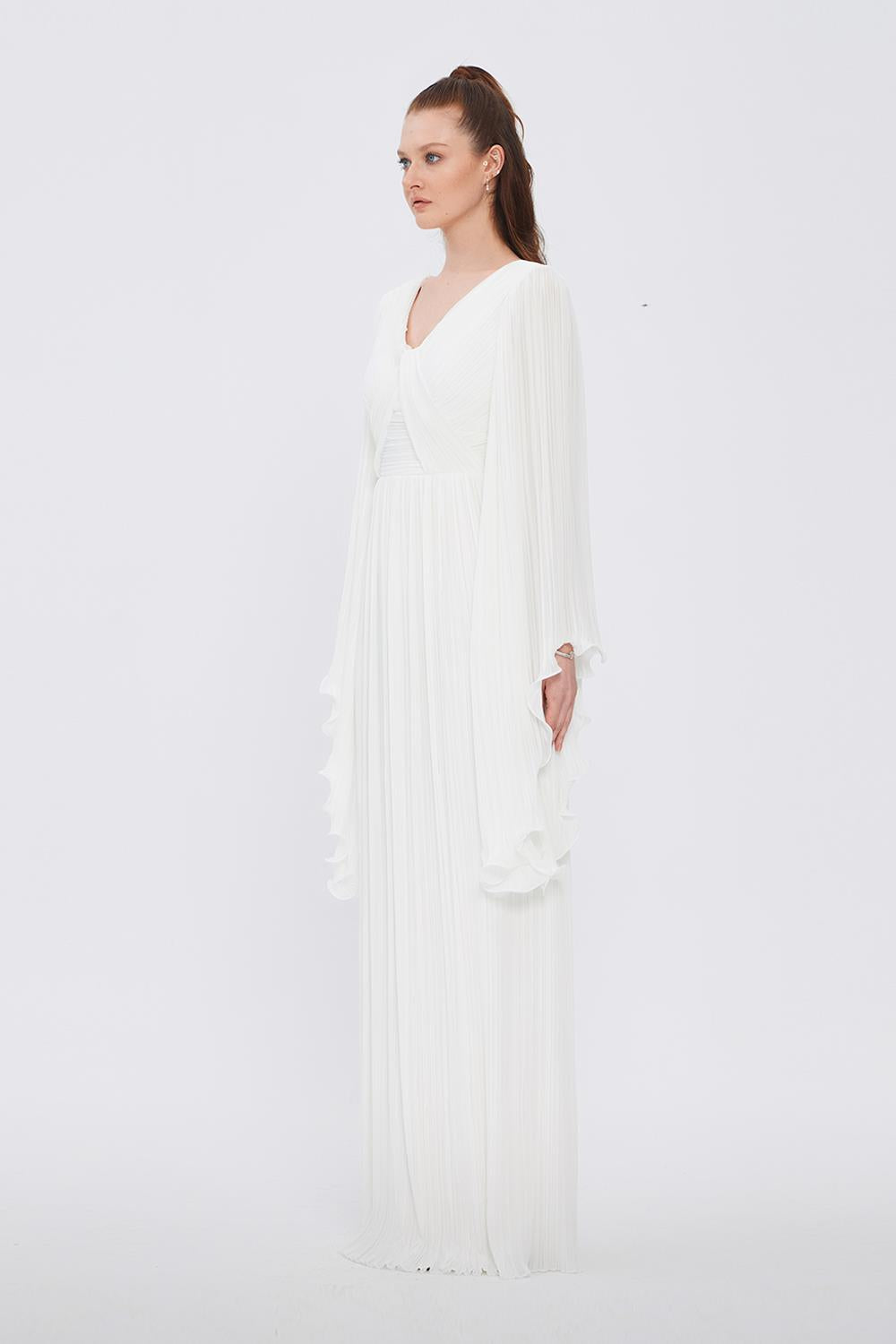 V Neck Chiffon Long Evening Dress