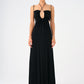 Bead Detailed Long Evening Dress with Neck Straps