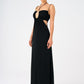 Bead Detailed Long Evening Dress with Neck Straps