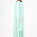 Bead Embroidered Hijab Chiffon Long Evening Dress