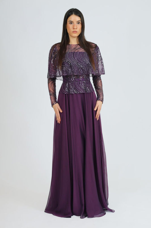 Long Sleeve Evening Dress with Bolero - 2021C