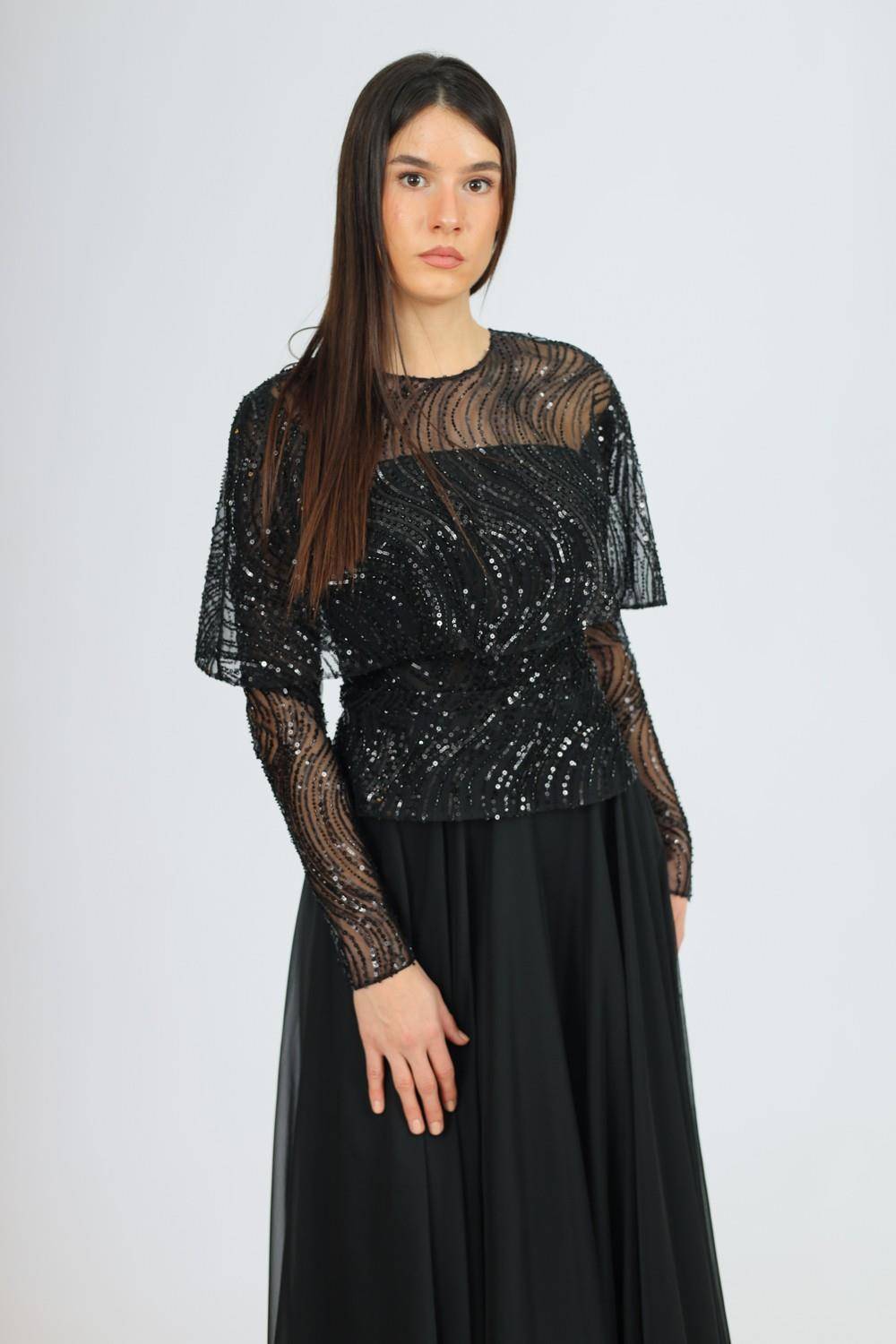 Long Sleeve Evening Dress with Bolero