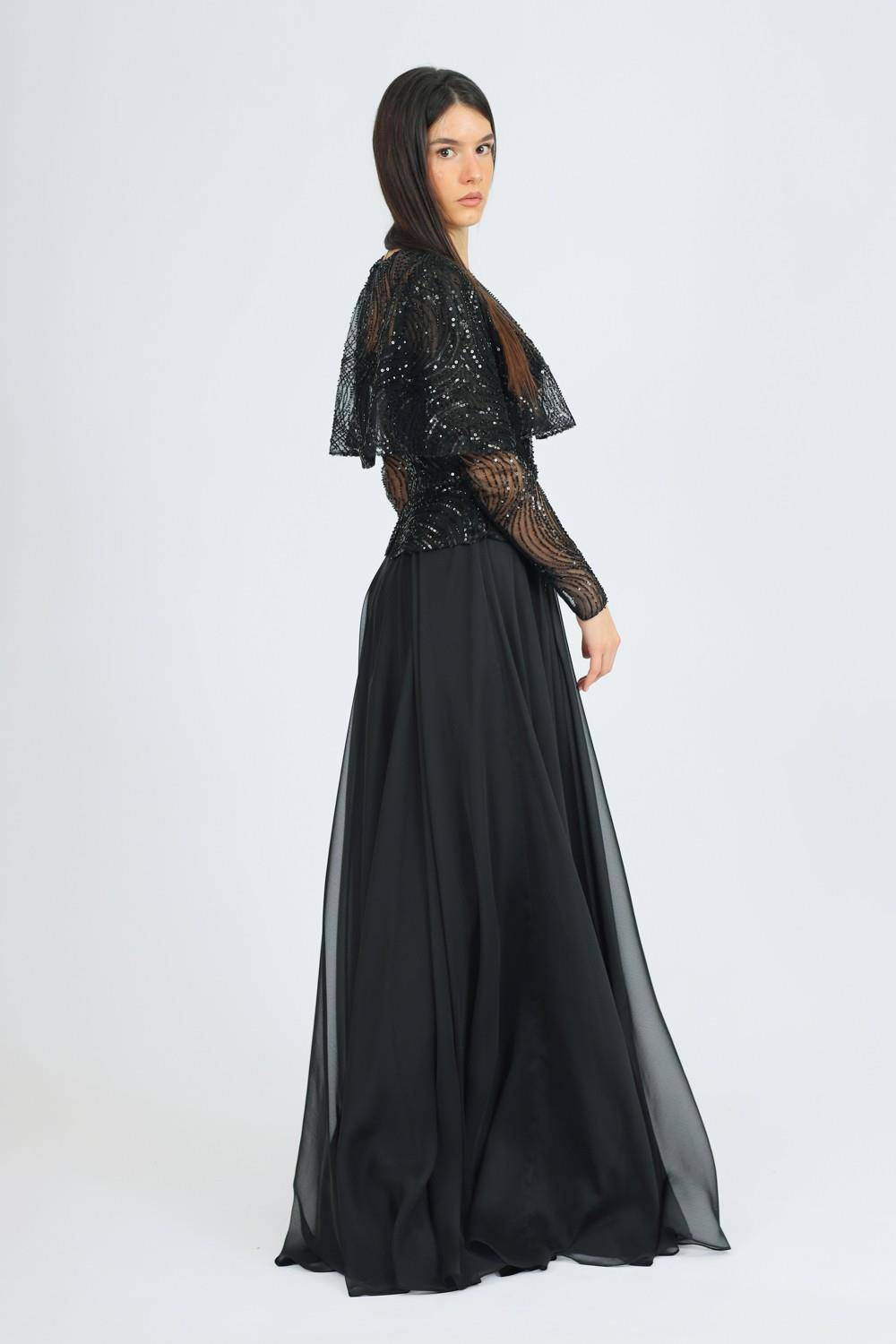 Long Sleeve Evening Dress with Bolero