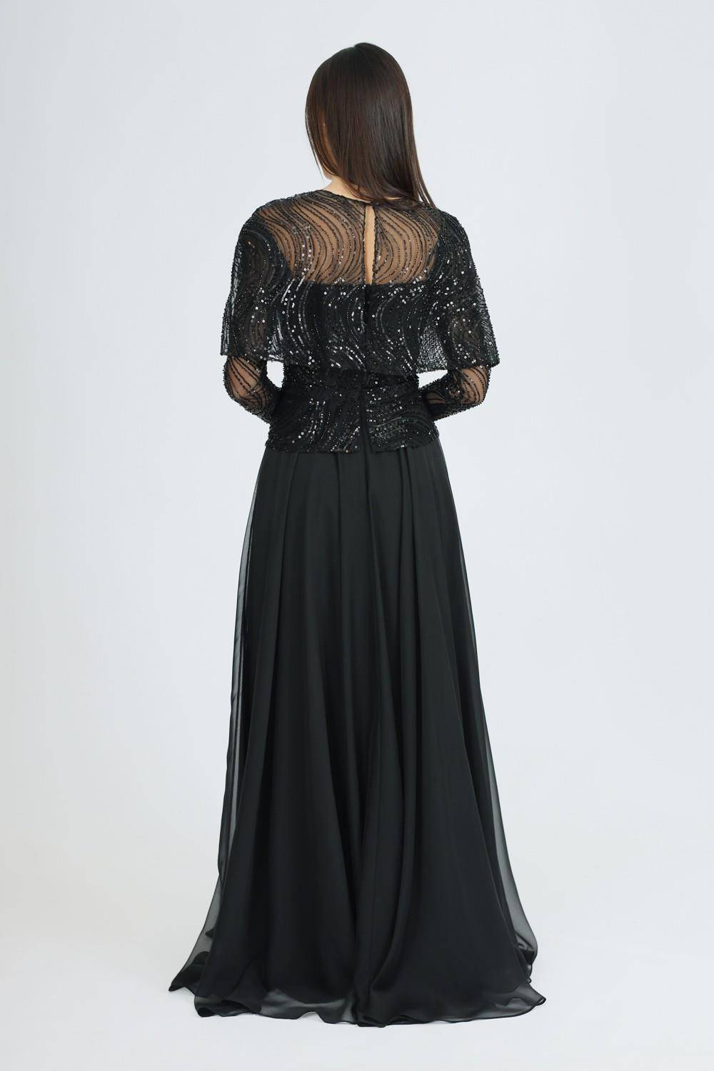 Long Sleeve Evening Dress with Bolero