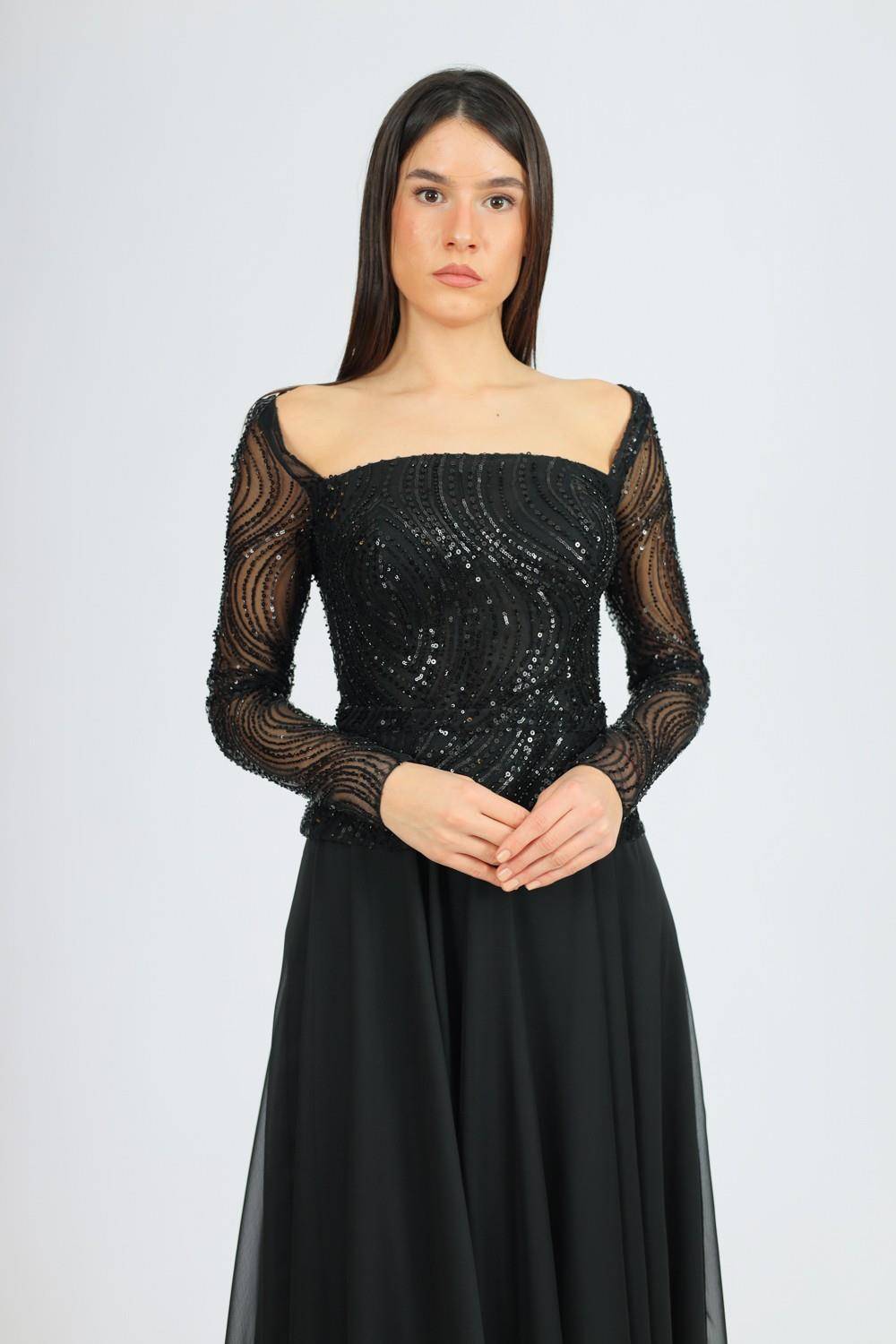 Long Sleeve Evening Dress with Bolero