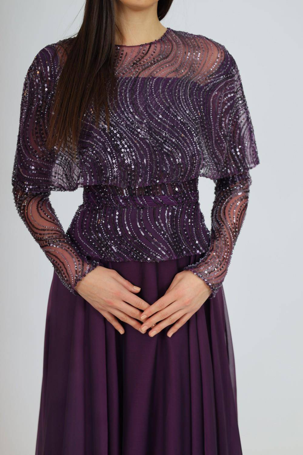 Long Sleeve Evening Dress with Bolero