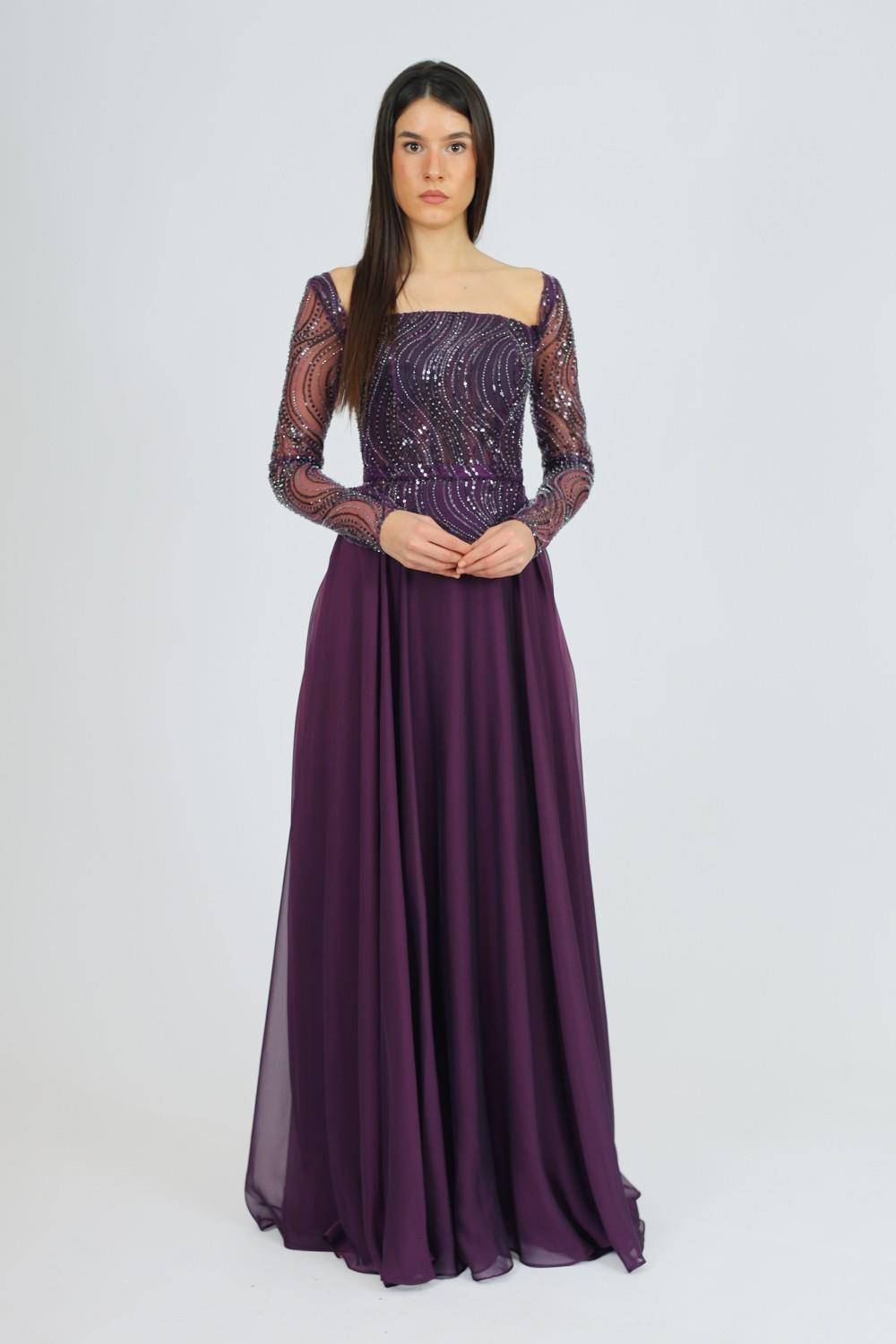 Long Sleeve Evening Dress with Bolero