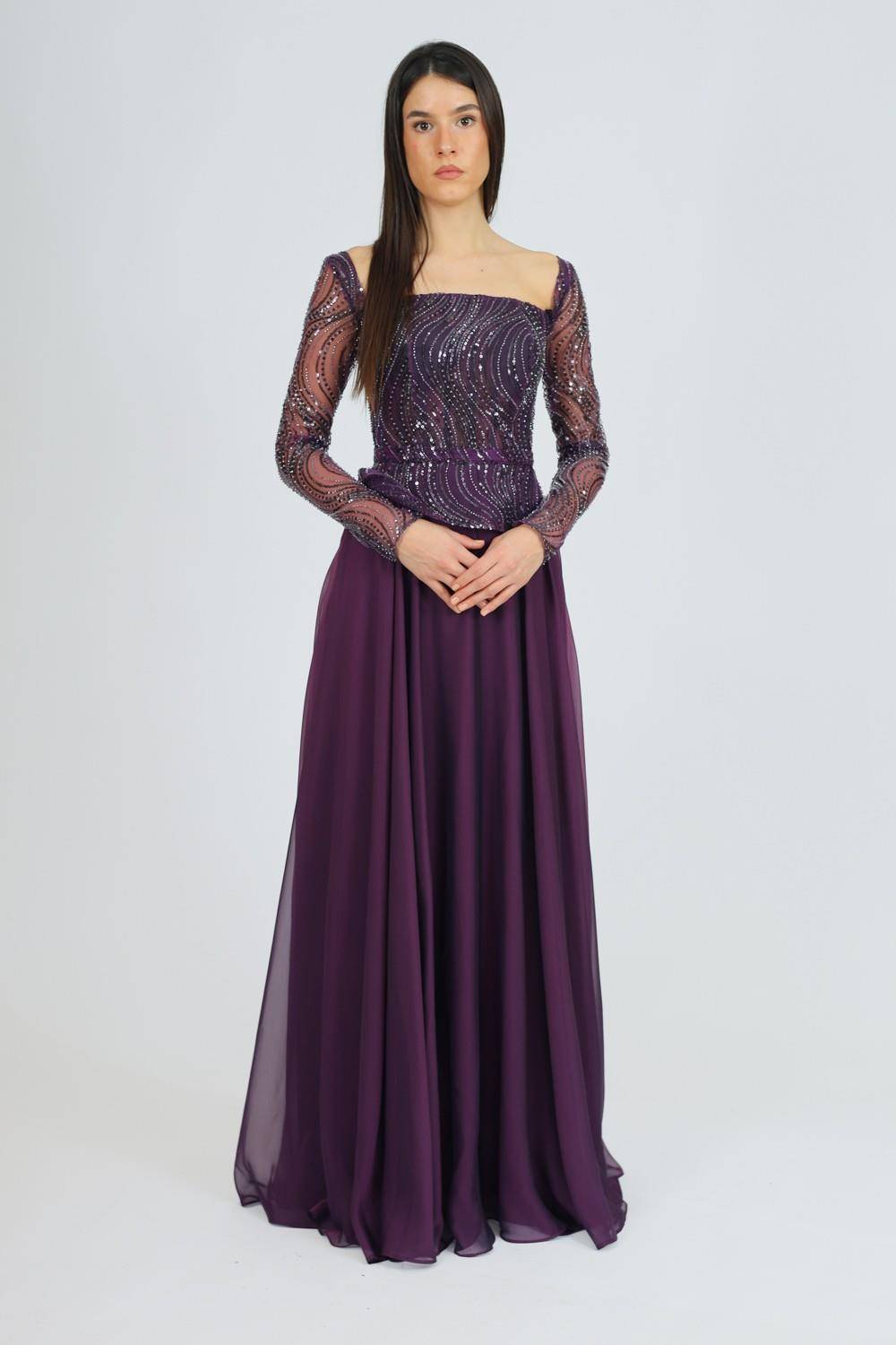 Long Sleeve Evening Dress with Bolero