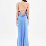 One Shoulder Chain Detailed Midi Evening Dress - 9049C