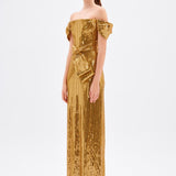 Bow Detailed Sequined Long Evening Dress