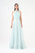 Brooch Detailed Halter Neck Pleated Long Evening Dress