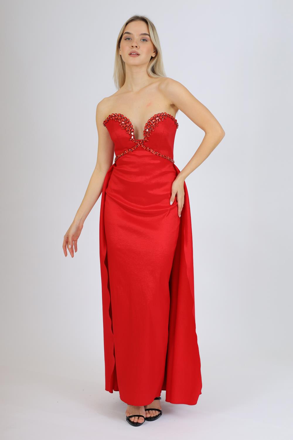 Long Evening Dress with Cleavage
