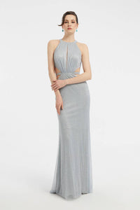 Sequin Long Evening Dress with Cleavage