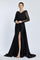 Bust Draped Long Embroidered Fabric Sleeve Evening Dress