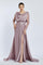 Bust Draped Long Embroidered Fabric Sleeve Evening Dress