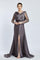 Bust Draped Long Embroidered Fabric Sleeve Evening Dress