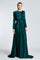 Bust Draped Long Sleeve Satin Veiling Dress