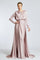 Bust Draped Long Sleeve Satin Veiling Dress