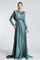 Bust Draped Long Sleeve Satin Veiling Dress