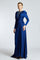 Bust Embroidered Draped Long Evening Dress