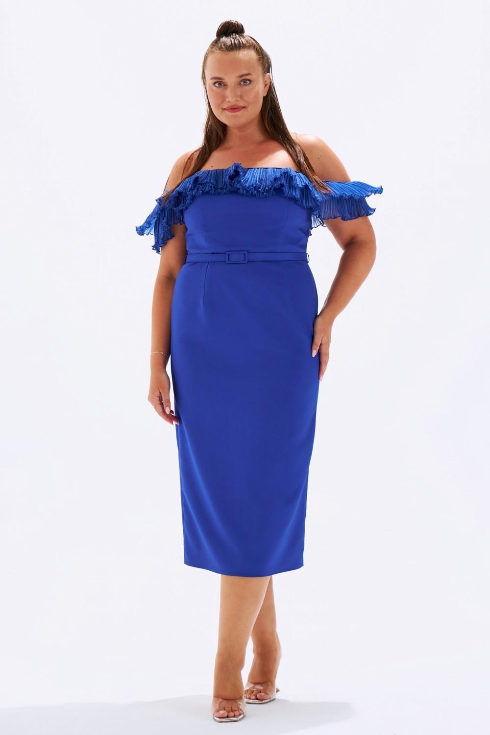 Bust Embroidered Plus Size Evening Dress - 6001C