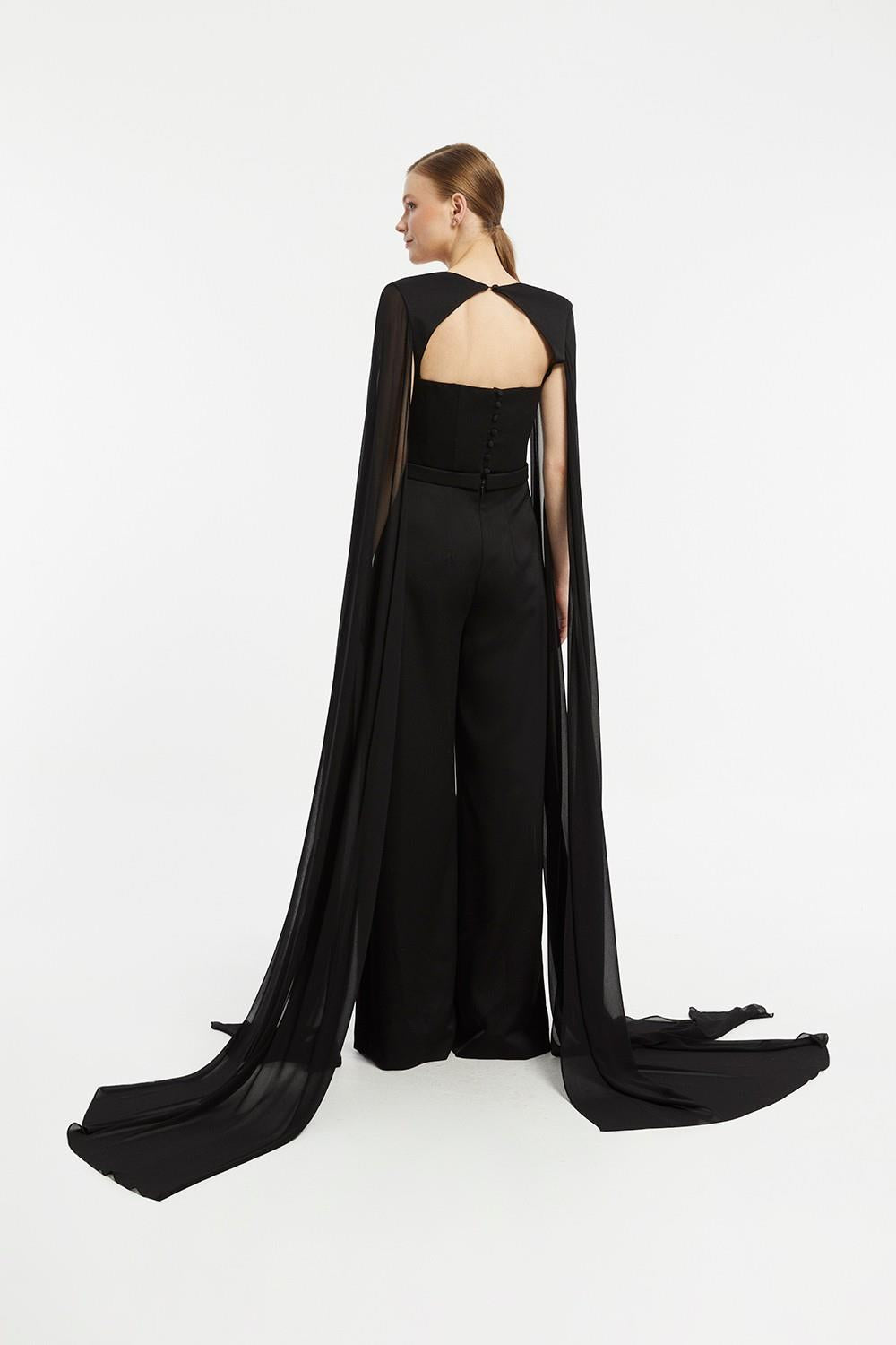 Chiffon Caped Strapless Jumpsuit - 2018C