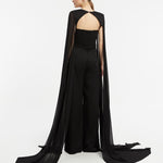 Chiffon Caped Strapless Jumpsuit