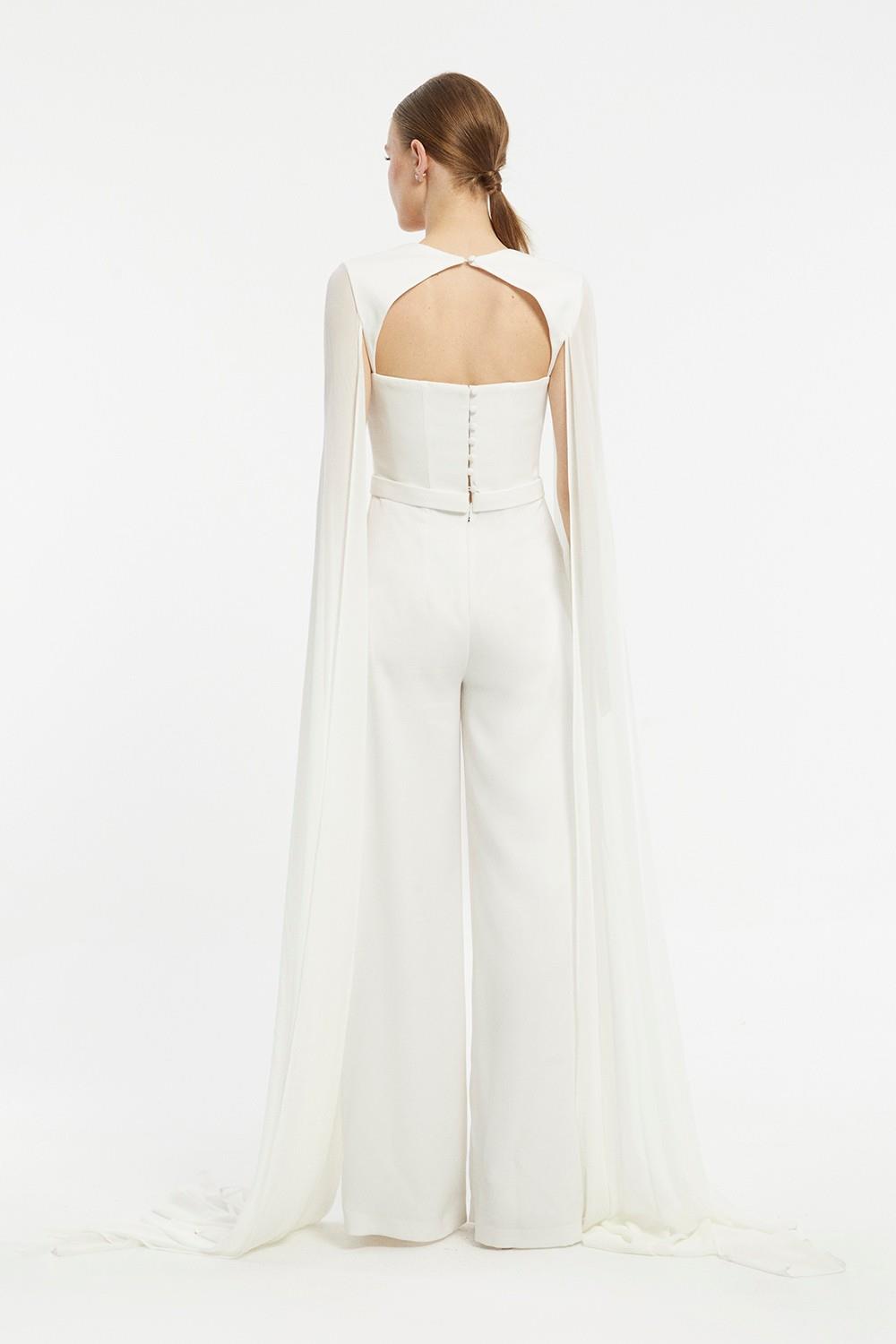 Chiffon Caped Strapless Jumpsuit - 2018C