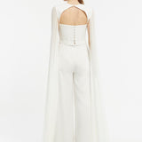 Chiffon Caped Strapless Jumpsuit