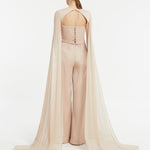 Chiffon Caped Strapless Jumpsuit