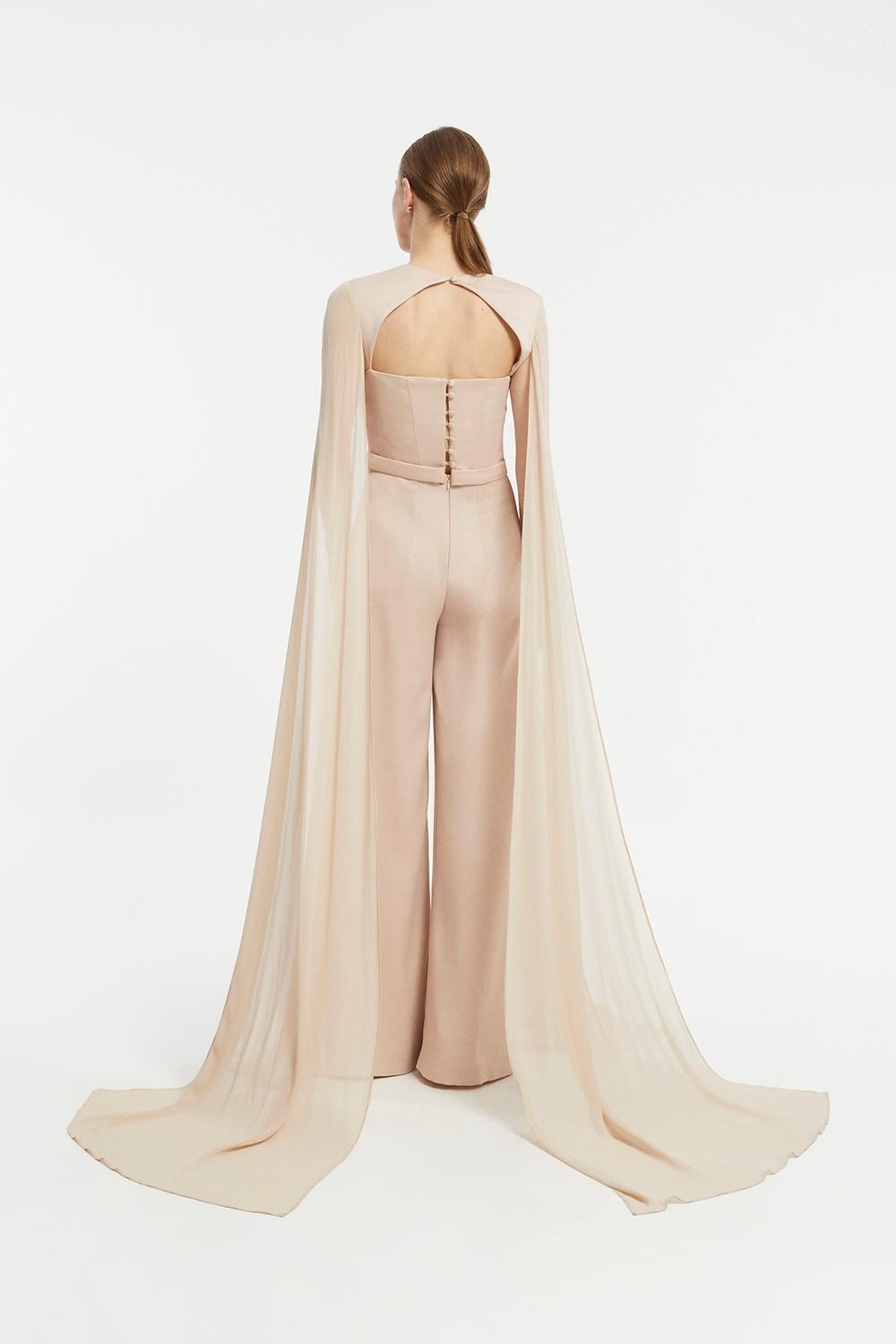 Chiffon Caped Strapless Jumpsuit