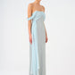 Chiffon Low Shoulder Stone Long Evening Dress