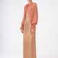 Chiffon Sleeves Belted Long Evening Dress with Stones