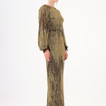 Chiffon Sleeve Detailed Stone Embroidered Long Evening Dress