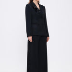 Collar Detailed Wide Leg Black Suit