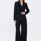 Collar Detailed Wide Leg Black Suit