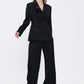 Collar Detailed Wide Leg Black Suit